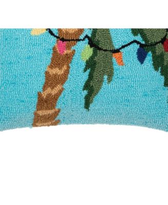 Christmas Palm Tree w/ Lights Hooked Accent Throw Pillow, 18" x 18"