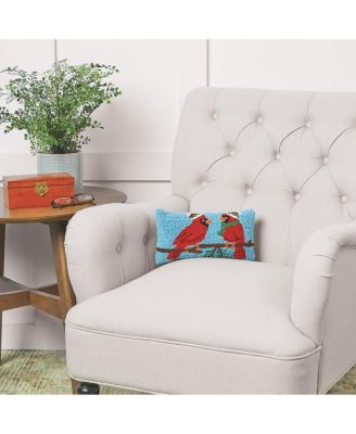 Winter Cardinal Hooked Small/Petite Christmas Holiday Accent Pillow, 6" x 12"