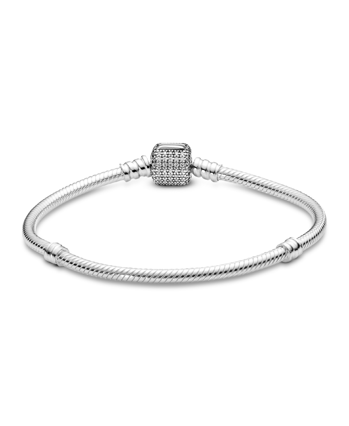 PANDORA MOMENTS CUBIC ZIRCONIA SPARKLING PAVE CLASP SNAKE CHAIN BRACELET 