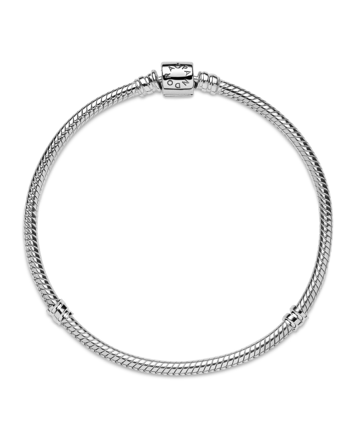 Pandora Moments Sterling Silver Barrel Clasp Snake Chain Bracelet In Silver