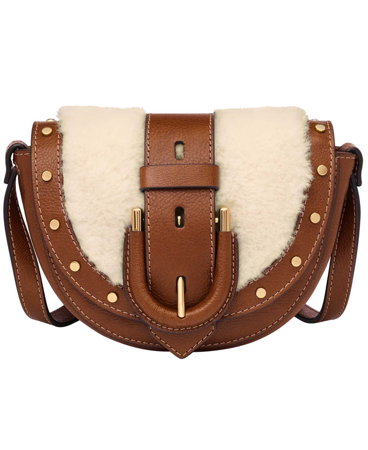 Shop Fossil Harwell Small Flap Crossbody Bag In Natural