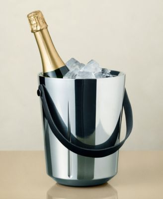 Stainless Steel and Leather Champagne Bucket