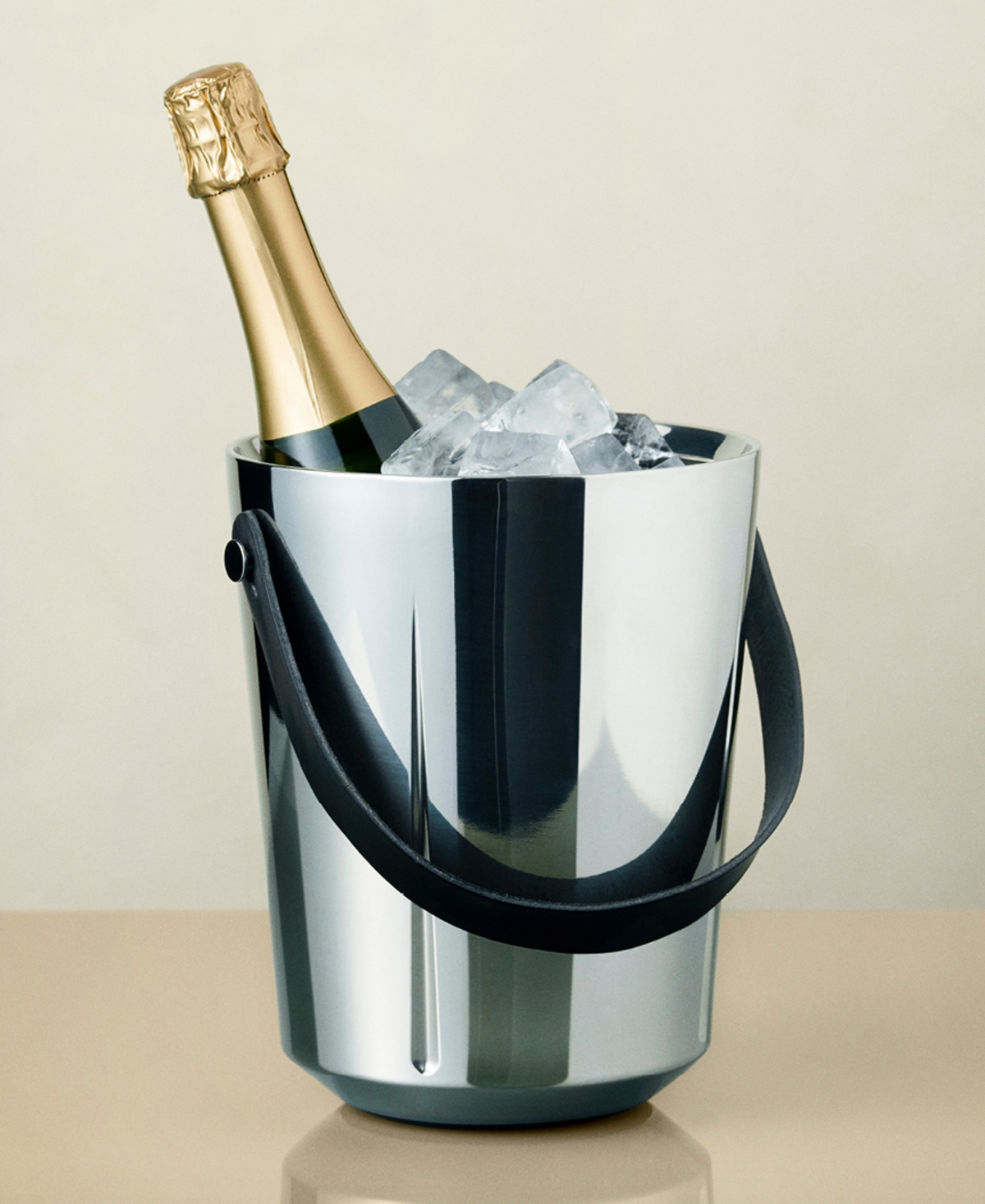 Rosendahl Stainless Steel And Leather Champagne Bucket In Stainless Steel