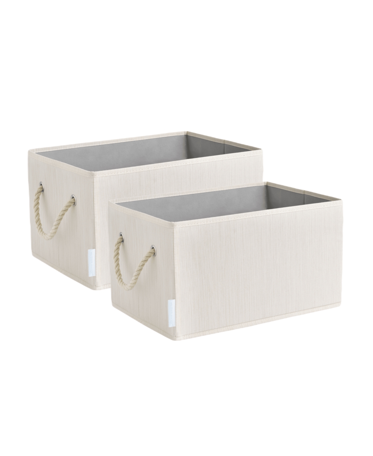 Wethinkstorage 20 Litre Collapsible Fabric Storage Bins With Cotton Rope Handles, Set Of 2 In Ivory
