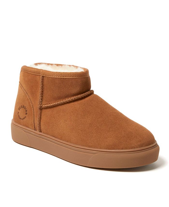 Dearfoams Fireside Women's Shearling Ankle Boot Slippers - Water-Resistant, Chestnut - View #8