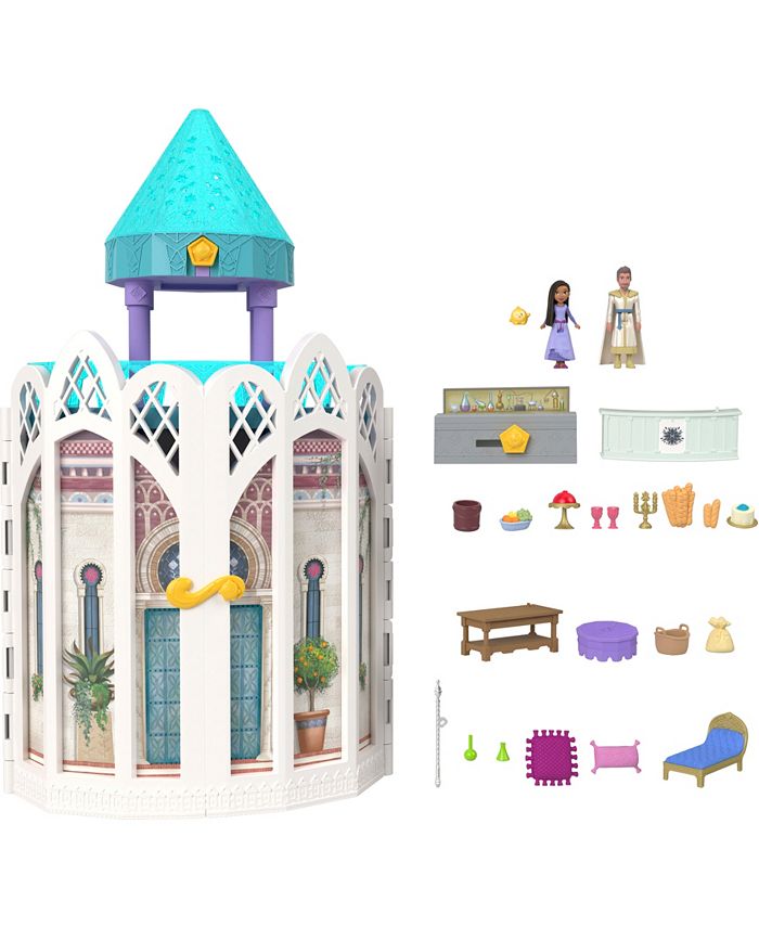 Disney's Wish Rosas Castle Playset, Dollhouse with 2 Posable Mini Dolls, Star Figure 20 Accessories - Multi
