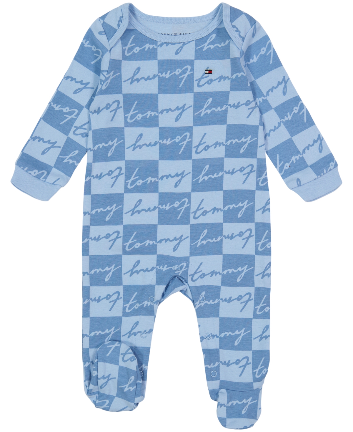 Tommy Hilfiger Baby Boys Logo Print Footed Coverall In Blue