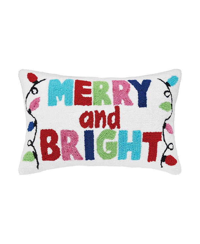 C F Home Merry And Bright Hooked Christmas Throw Pillow Macy s