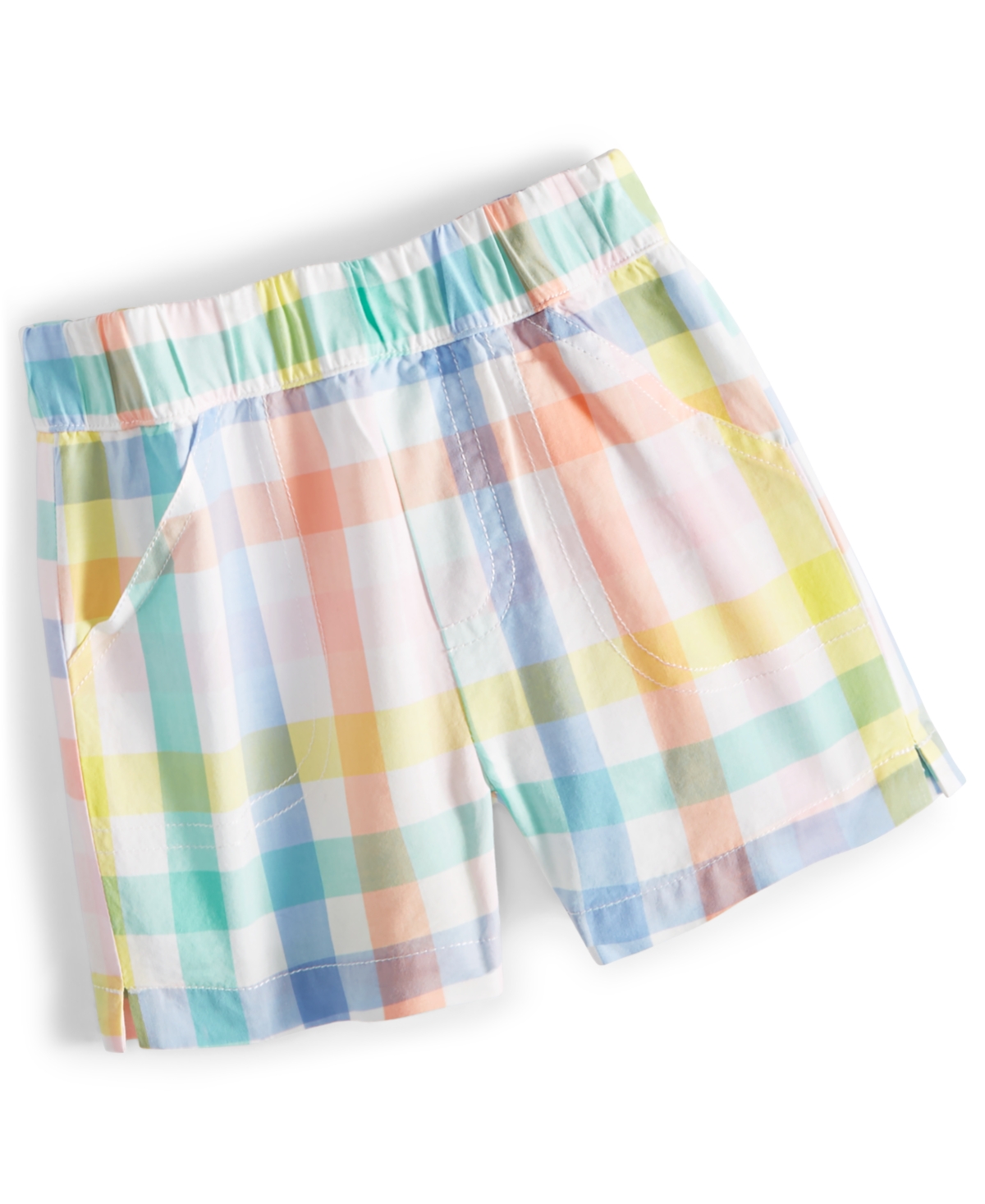 First Impressions Baby Boys Vacation Plaid Shorts, Created For Macy's In Angel Whit