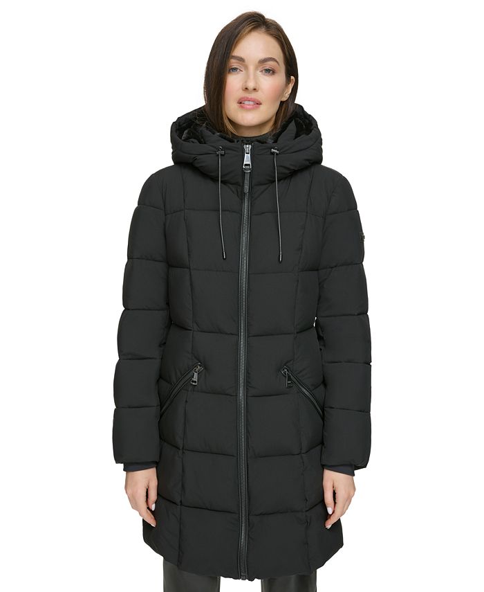 DKNY Women's Faux-Fur-Trim Hooded Puffer Coat, Created for Macy's - Macy's