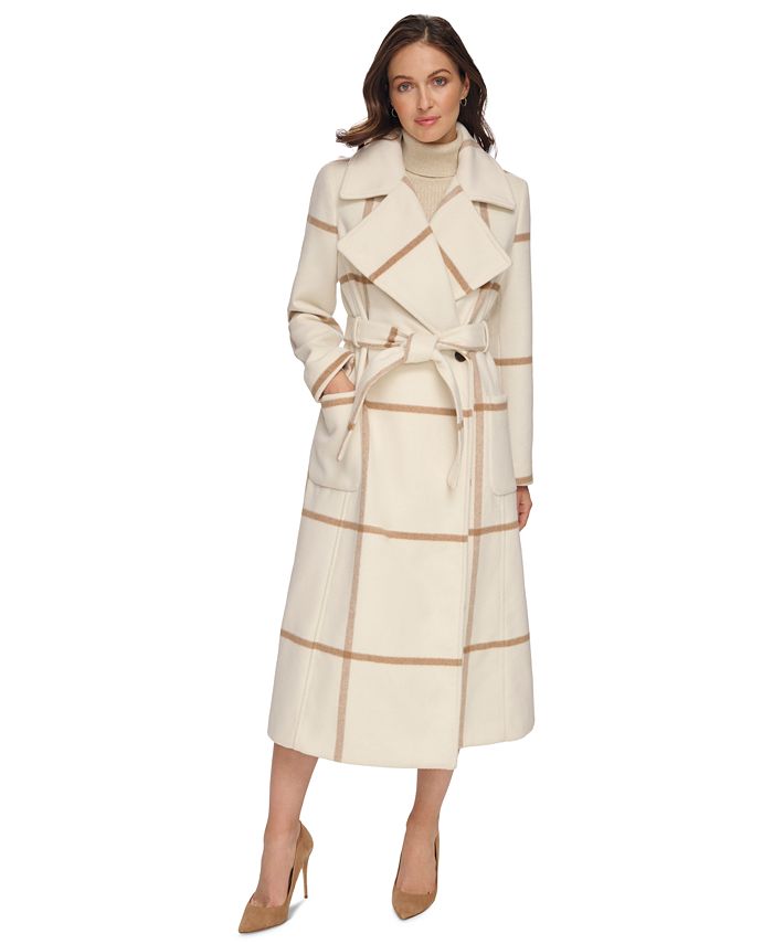 DKNY Women's Plaid Maxi Wool Blend Coat - Macy's