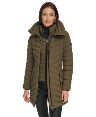 Women's Bibbed Hooded Lightweight Puffer Coat, Created for Macy's