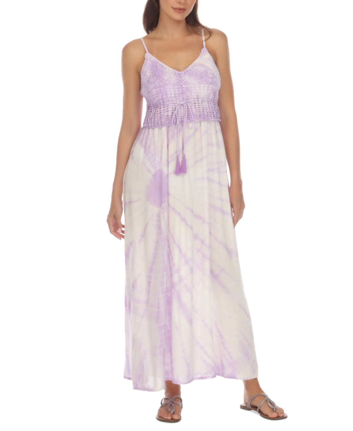 Women's Tie-Dyed Maxi Dress Cover-Up - Lavender Tie-Dye