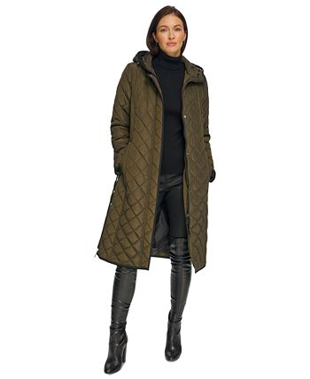 DKNY Women's Hooded Belted Quilted Coat Macy's, 54% OFF