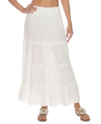 Raviya - Women's Smocked-Waist Tiered Skirt Cover-Up