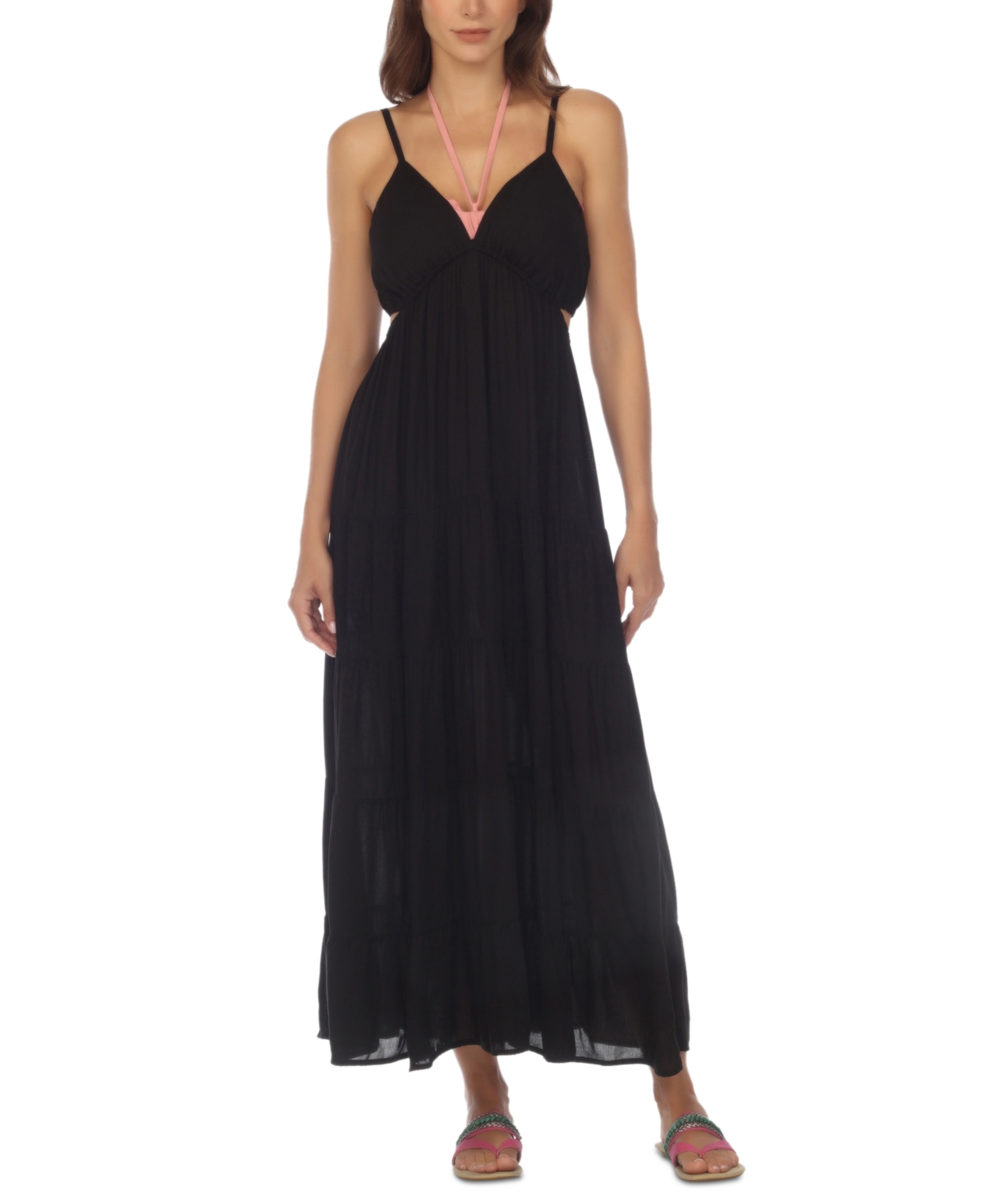 Raviya Women s Side Cutout Maxi Dress Cover Up Black Smart Closet