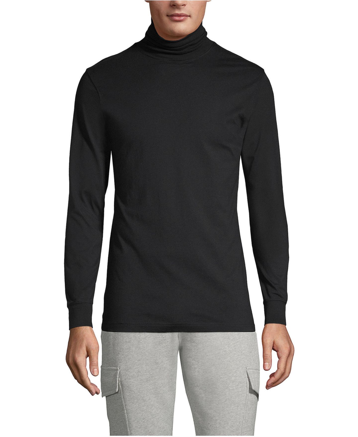 Мужской топ Lands' End Big & Tall Super-T Turtleneck, цвет: Чёрный — фото 1