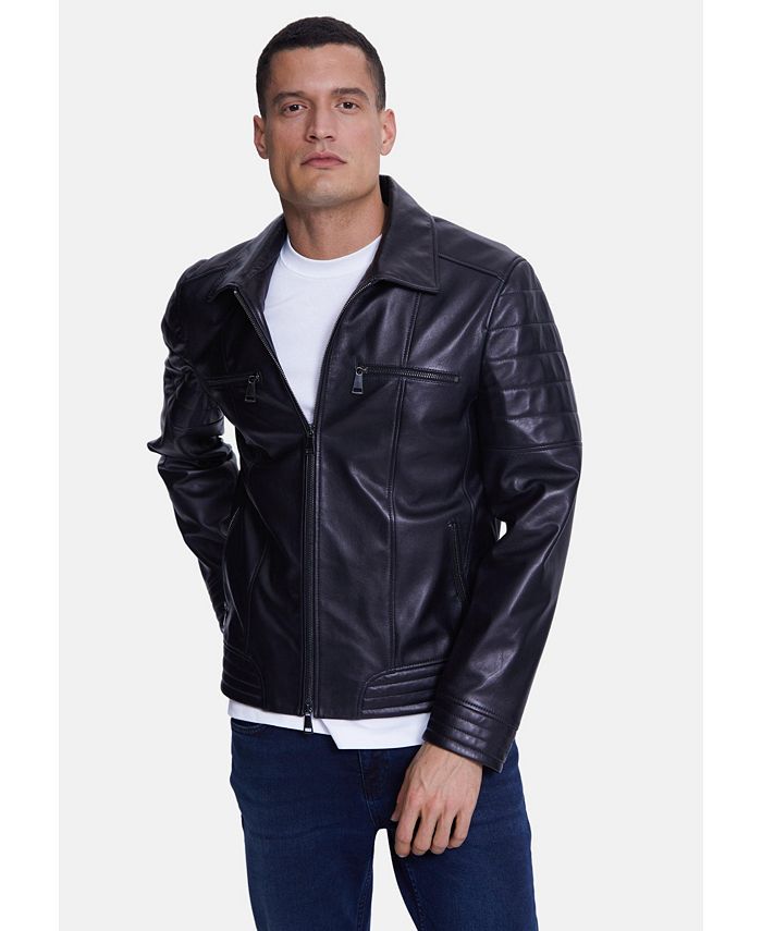 Furniq UK Men's Fashion Leather Jacket, Nappa Black - Macy's