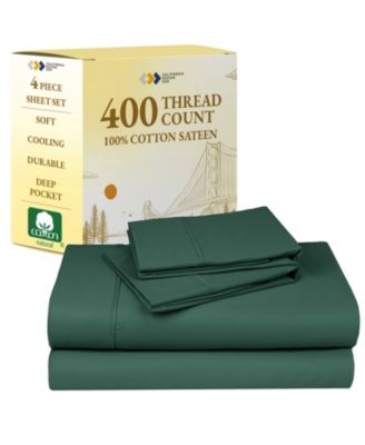 Soft Cotton 400 Thread Count  Cotton Sateen 4 Piece Sheet Set, King