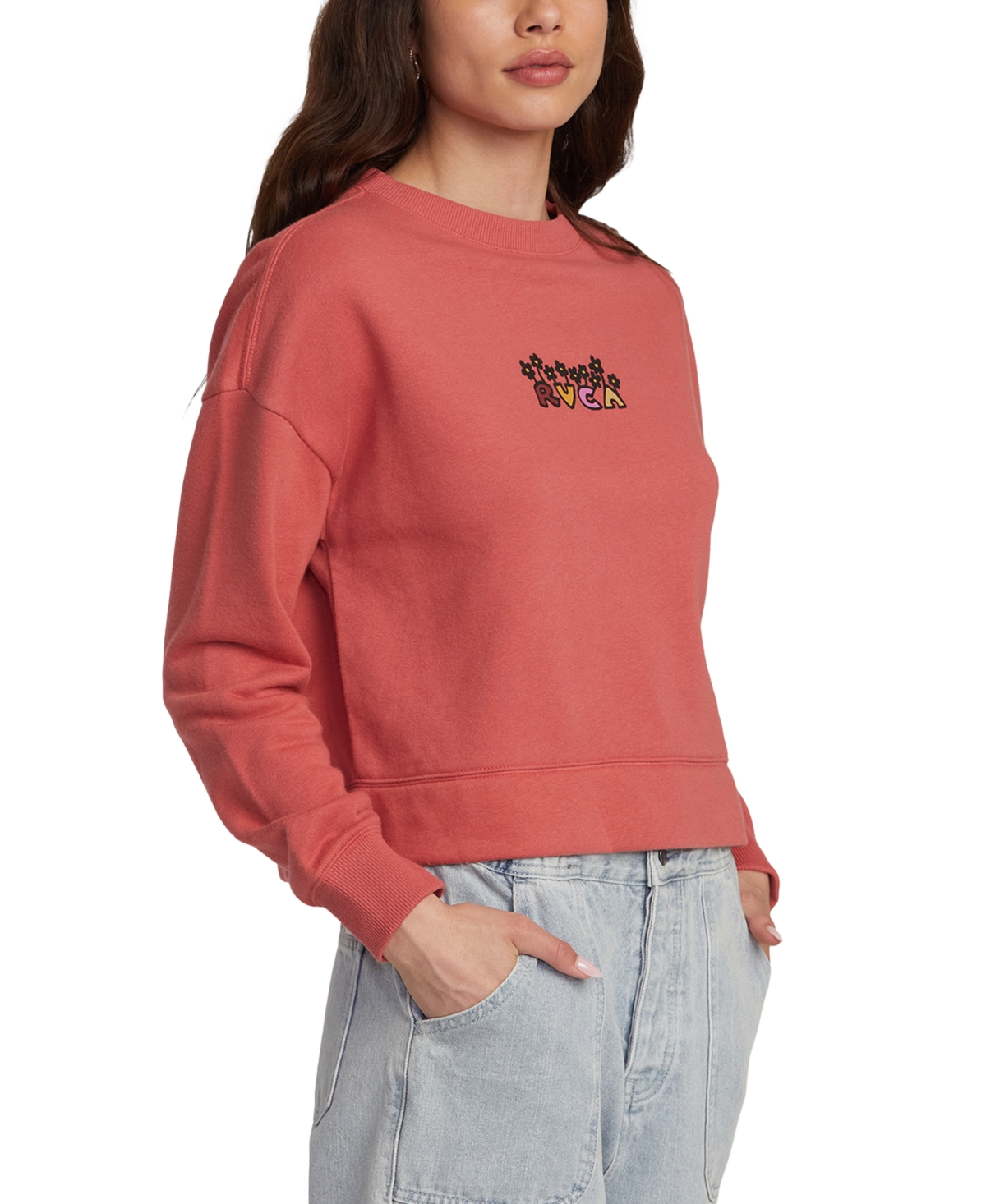 Shop Rvca Juniors' Thrive Sweatshirt In Mineral Red