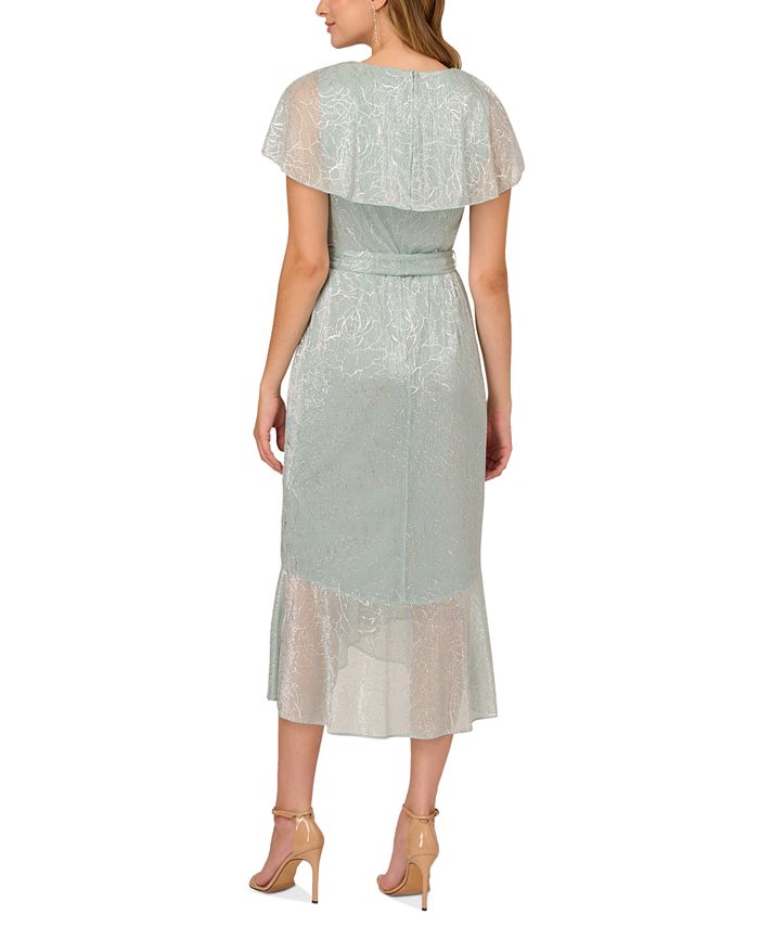 Adrianna Papell Women's Ruffled Midi Dress Blue Size 4