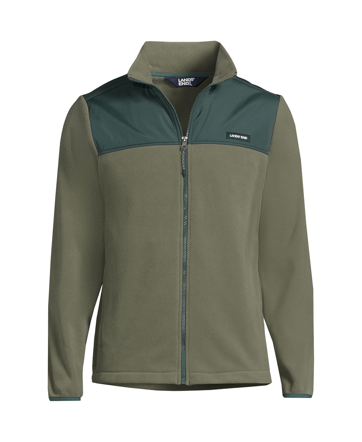Lands End Men s Big Tall Fleece Full Zip Jacket In Deep Lichen