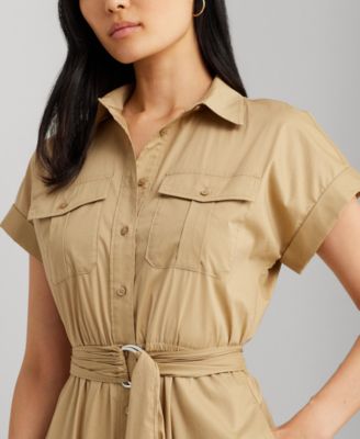 Lauren Ralph Lauren Women's Belted Cotton-Blend Shirtdress