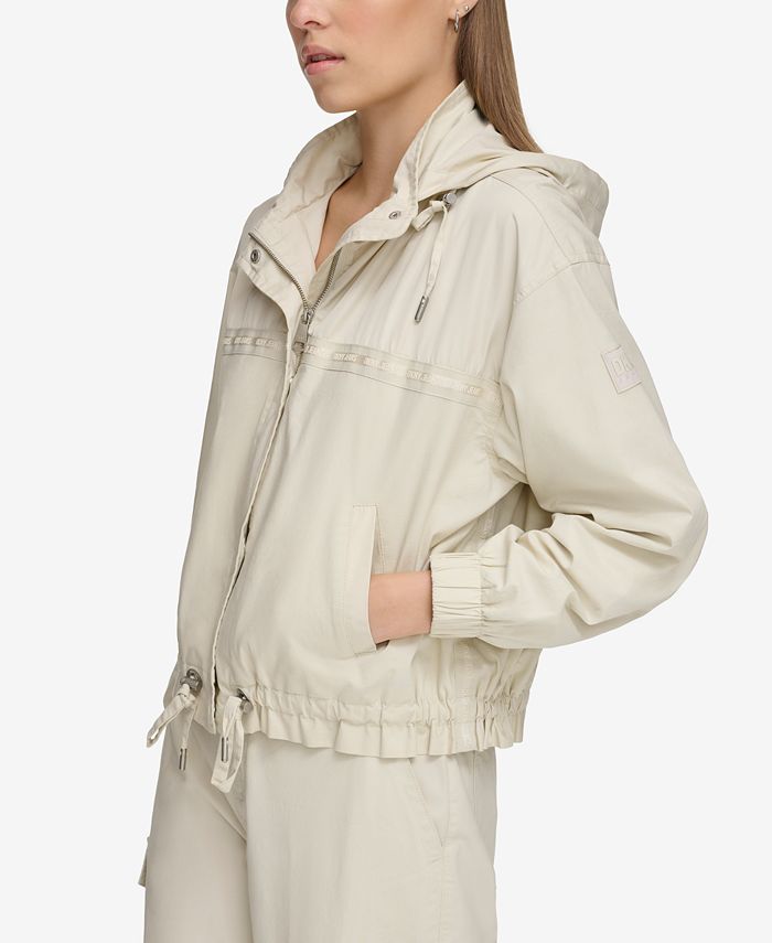 DKNY Jeans Women's Logo-Trim Hooded Zip-Front Jacket - Macy's