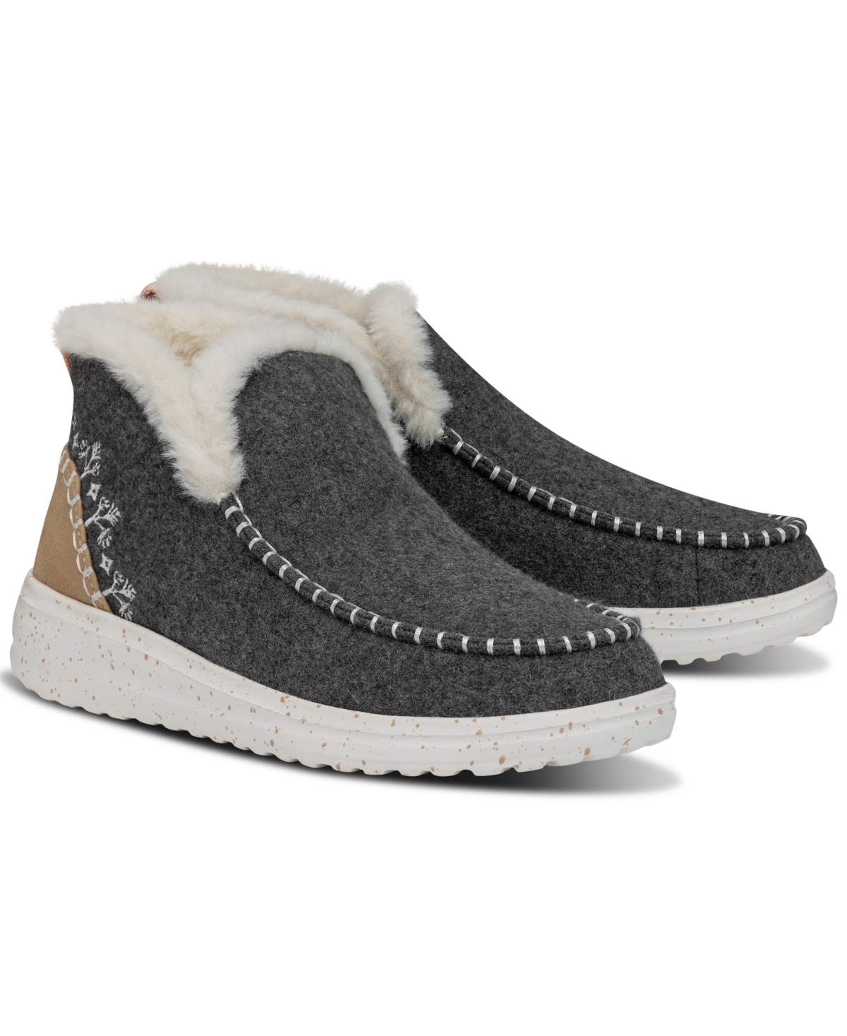 Hey Dude Women's Denny Wool Faux Shearling Boots From Finish Line In Gray