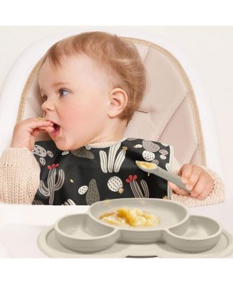 Toddler Silicone Divided Suction Plate, Unbreakable, Microwave Safe, Brown Bear