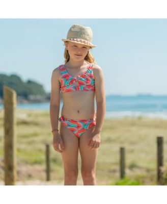 Toddler| Child Girl Geo Melon Sustainable Knot Front Bikini