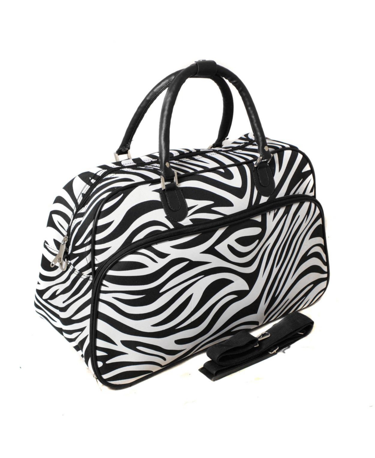 Zebra 21-inch Carry-On Shoulder Duffel Bag - Blue trim zebra