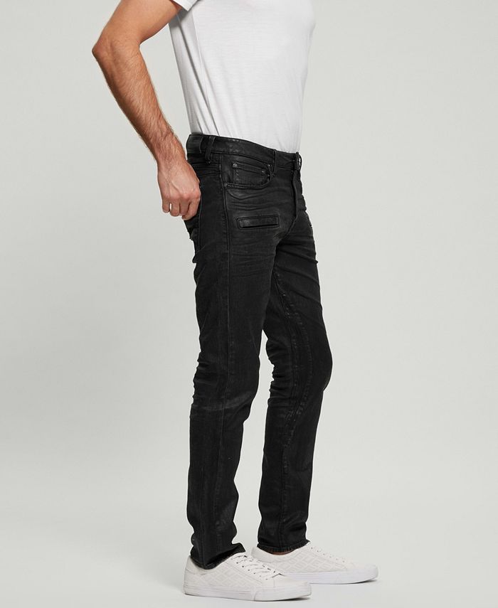 GUESS Men's Coated Denim Slim Tapered Zip Jeans Macy's