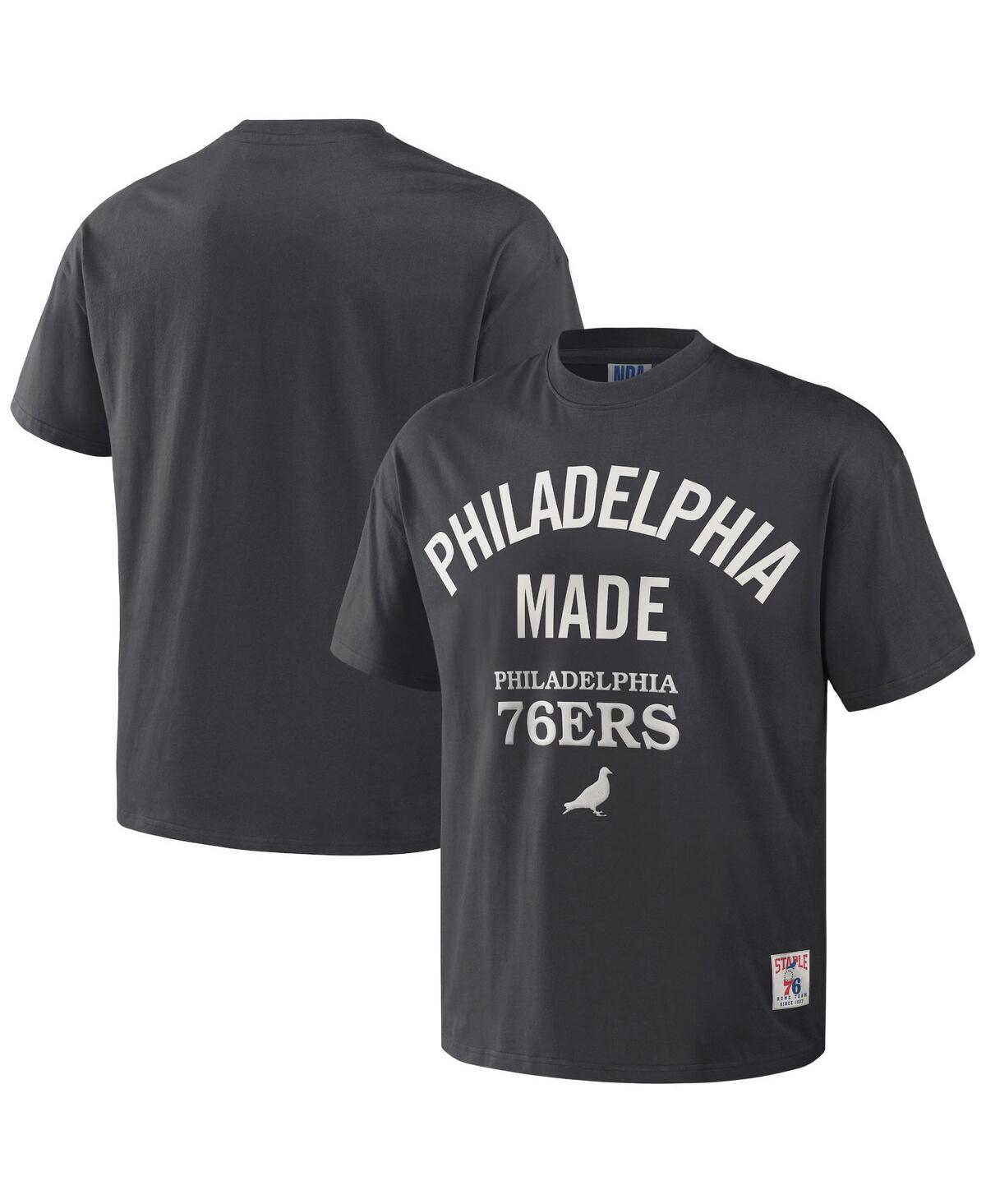 Shop Staple Men's Nba X  Anthracite Philadelphia 76ers Heavyweight Oversized T-shirt
