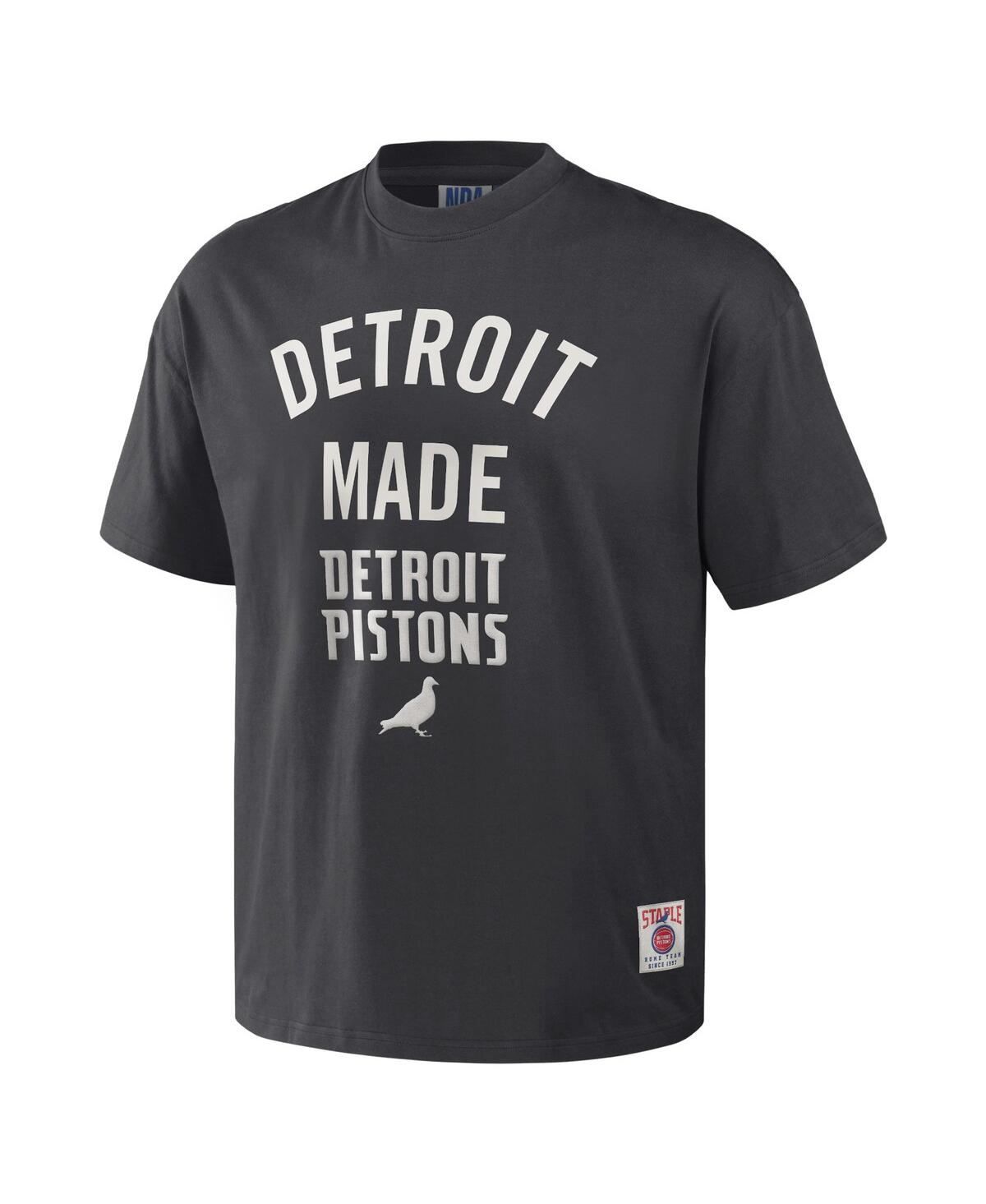 Shop Staple Men's Nba X  Anthracite Detroit Pistons Heavyweight Oversized T-shirt