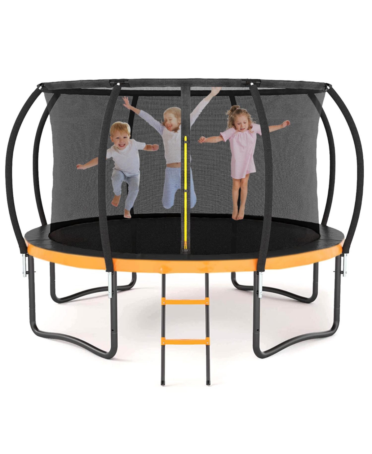 12FT Outdoor Trampoline with Safety Net and Accessories - Orange