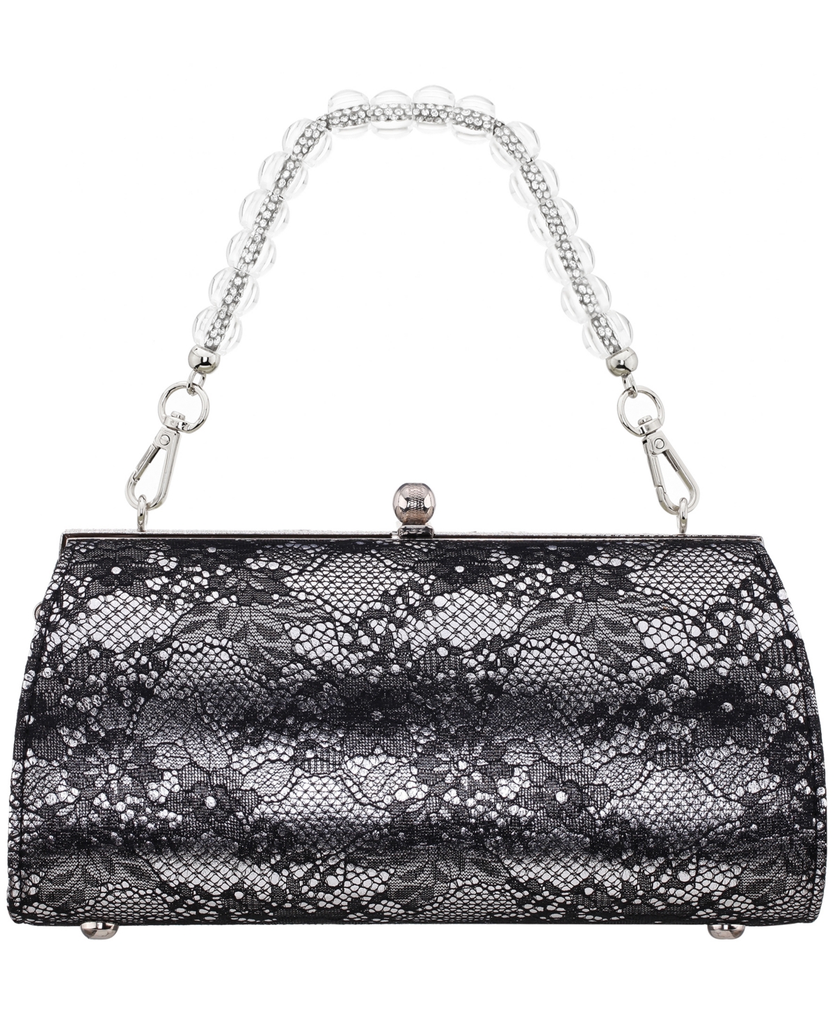 Nina Vintage-like Style Clutch In Black,silver