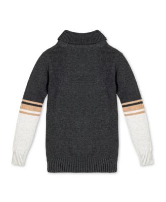 Boys Organic Long Sleeve Striped Shawl Collar Sweater