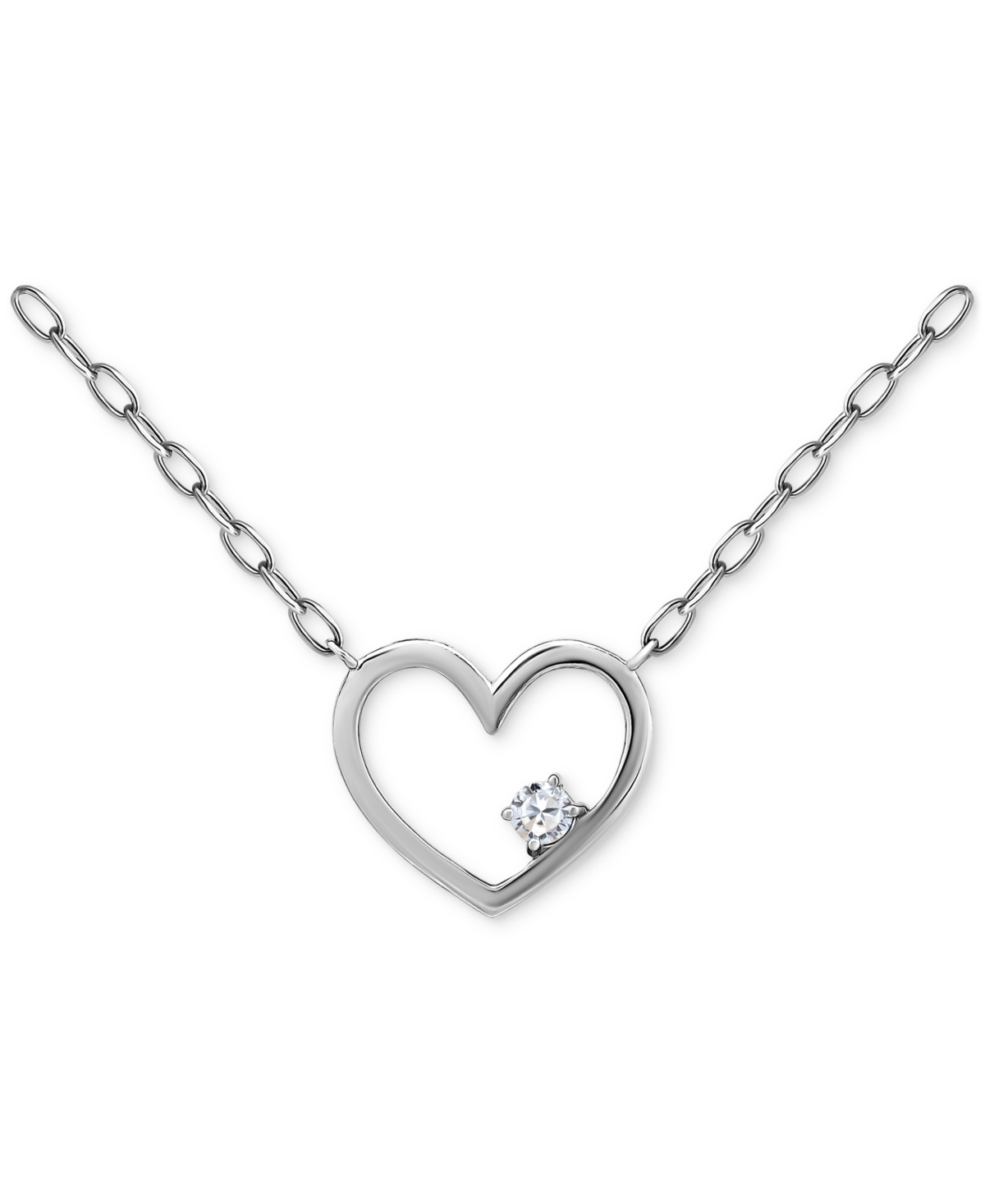 Giani Bernini Cubic Zirconia Accent Open Heart Pendant Necklace In Sterling Silver, 16" + 2" Extender, Created For In Gold Over Silver