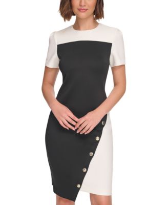 Women's Color-Blocked Asymmetric Scuba Dress