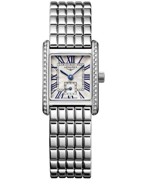 Женские часы Longines Swiss Mini DolceVita Diamond (1/2 ct. t.w.) Stainless Steel Bracelet Watch 22x29mm