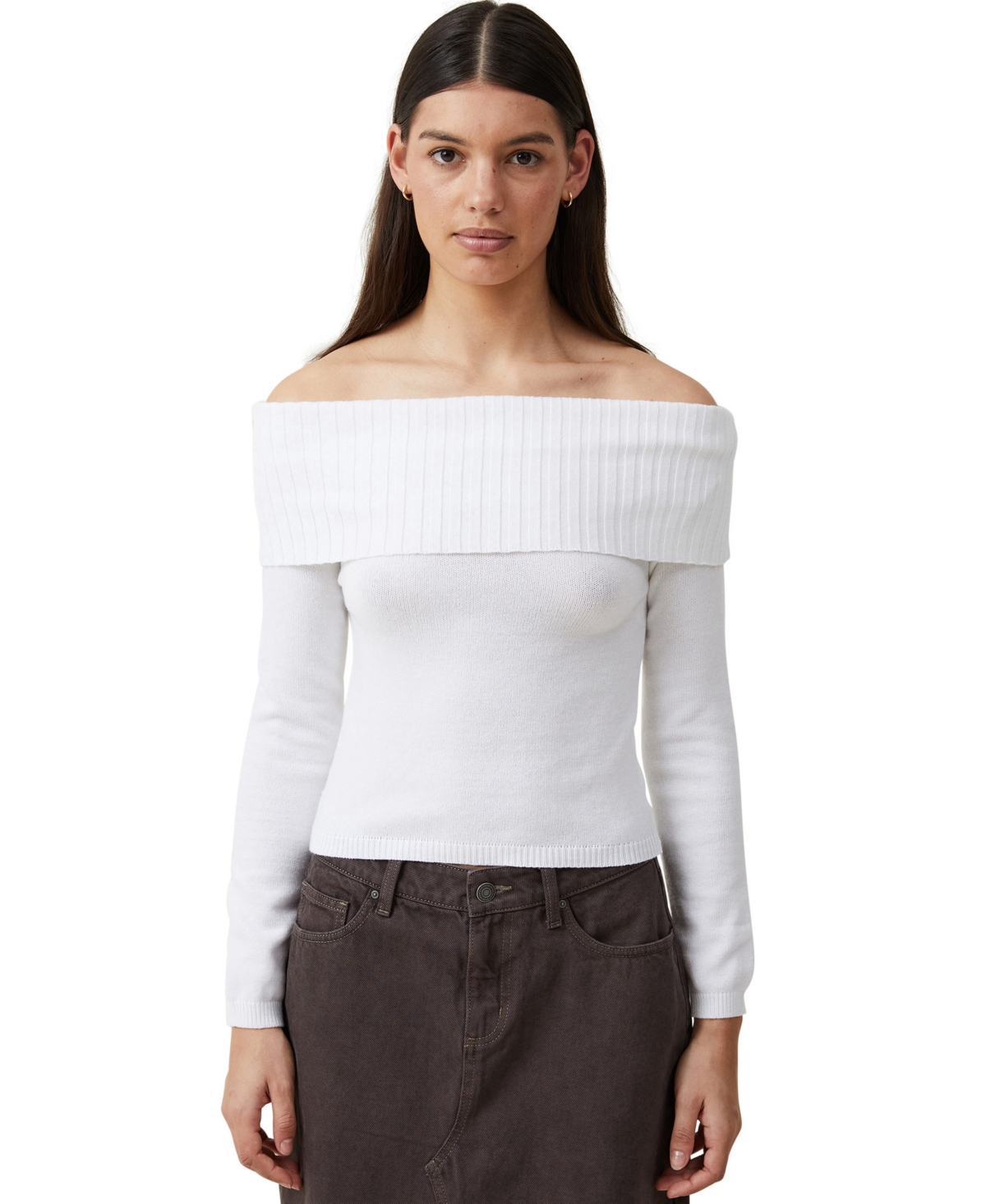 Cotton On Women's Everfine Off The Shoulder Pullover Sweater In White