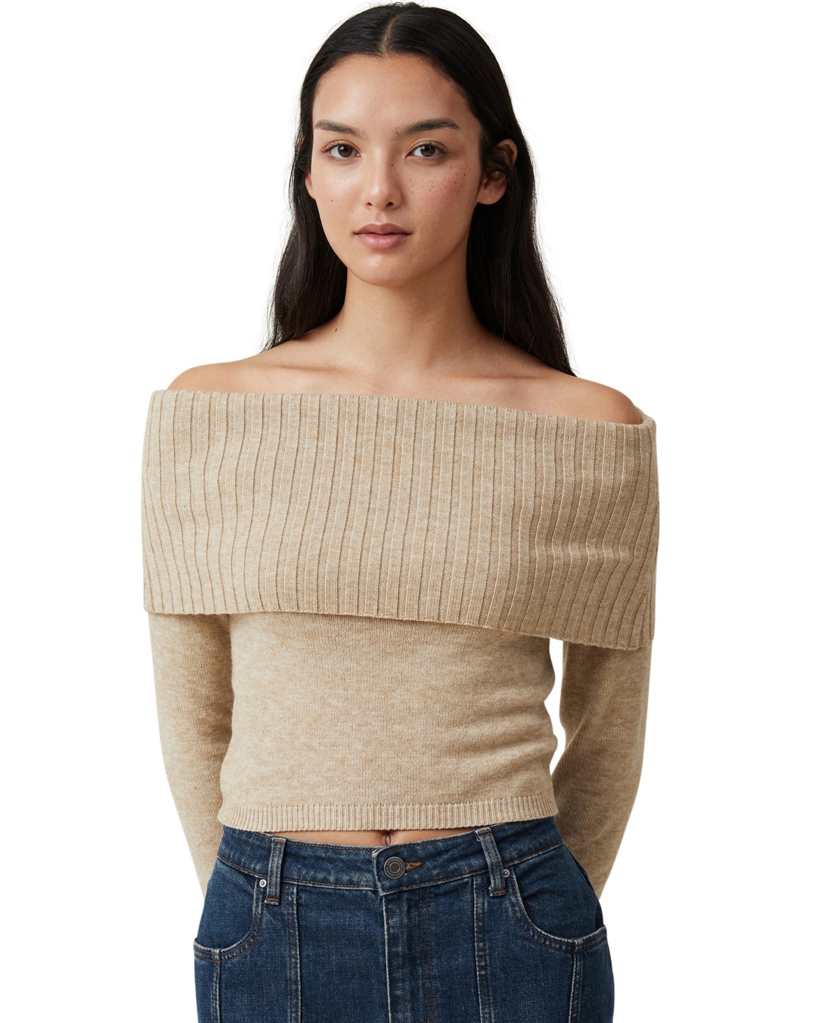 Cotton On Women's Everfine Off The Shoulder Pullover Sweater In Sand Dune Marle