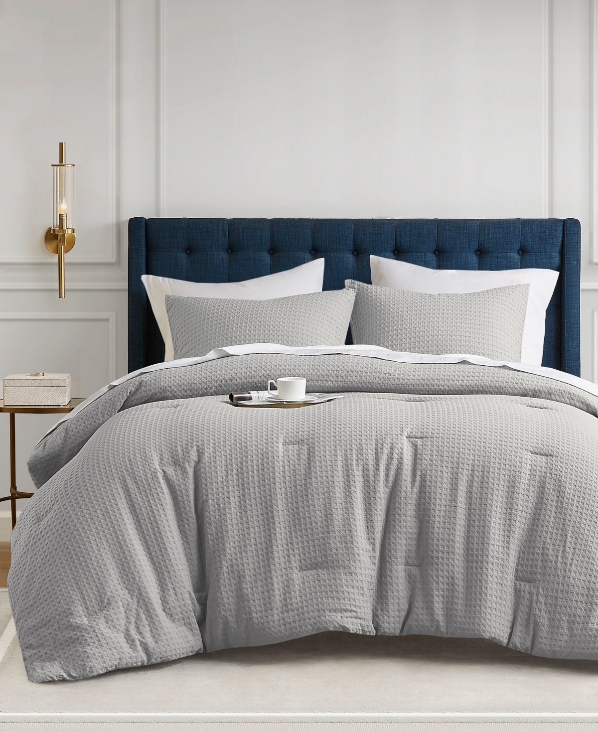 510 Design Mina Waffle Textured 3-pc. Comforter Set, Full/queen In Light Gray