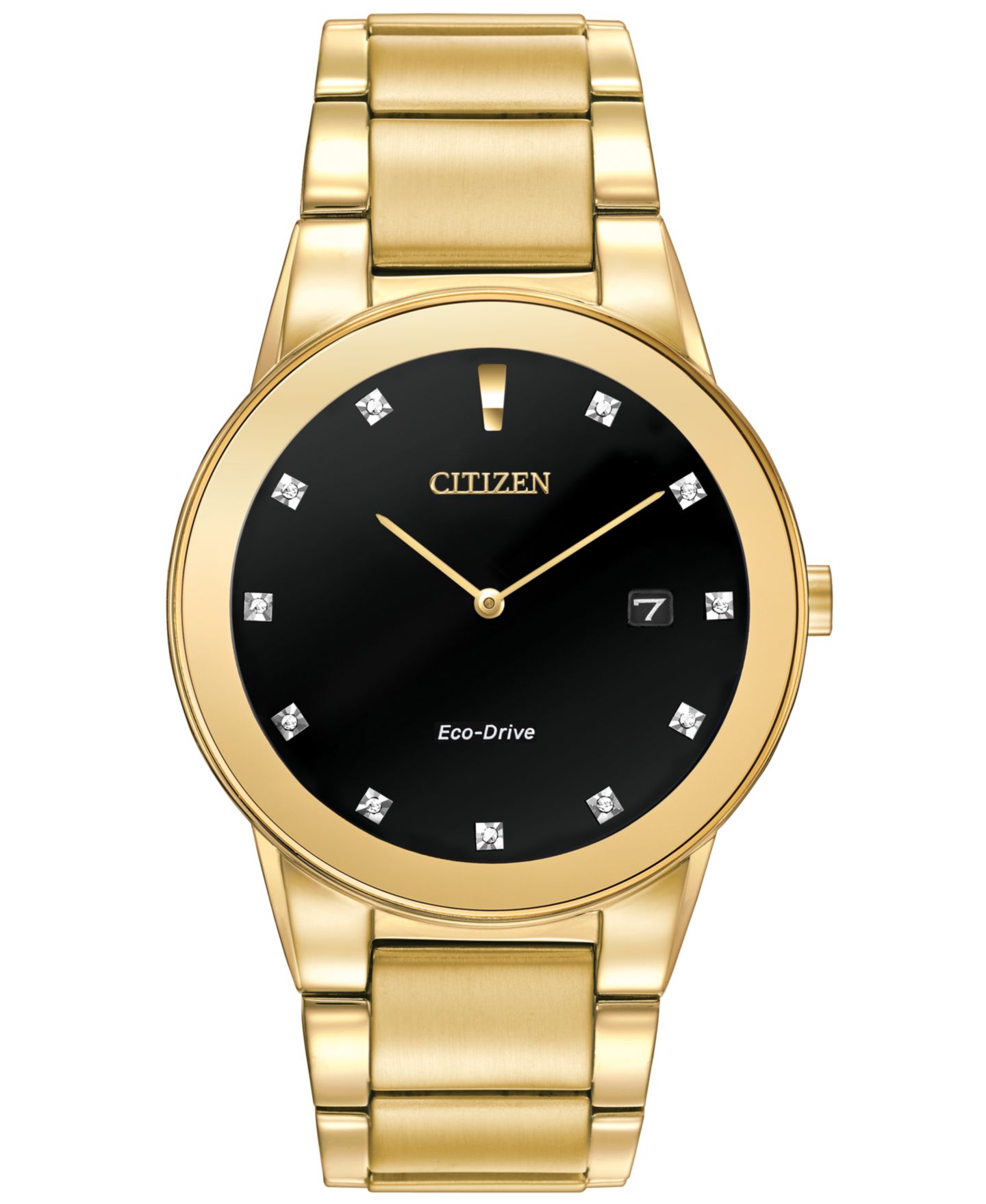 Мужские часы Citizen Eco-Drive Axiom Diamond Accent Gold-Tone Stainless Steel Bracelet Watch 40mm AU1062-56G — фото 1