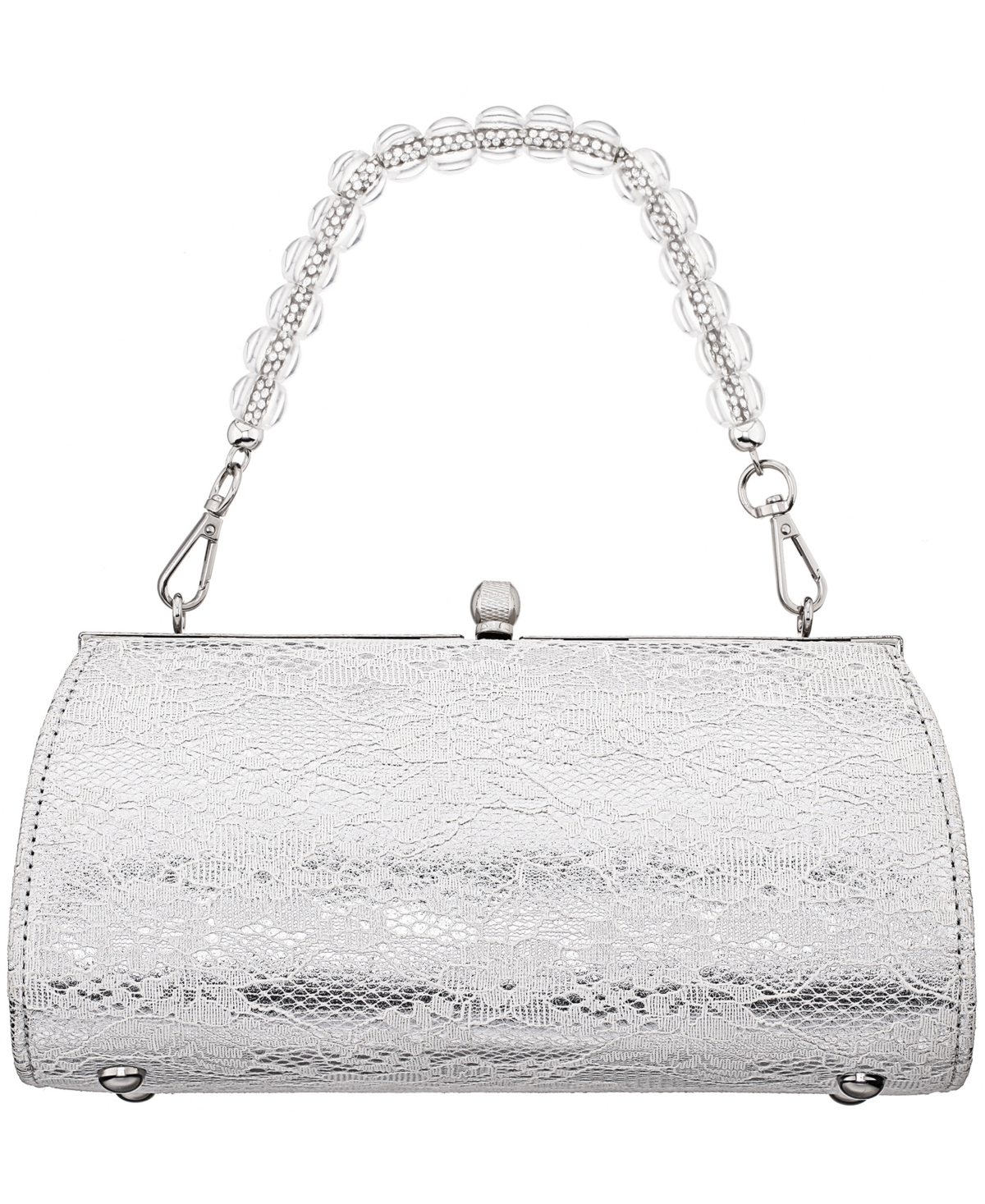 Nina Vintage-like Style Clutch In White,silver