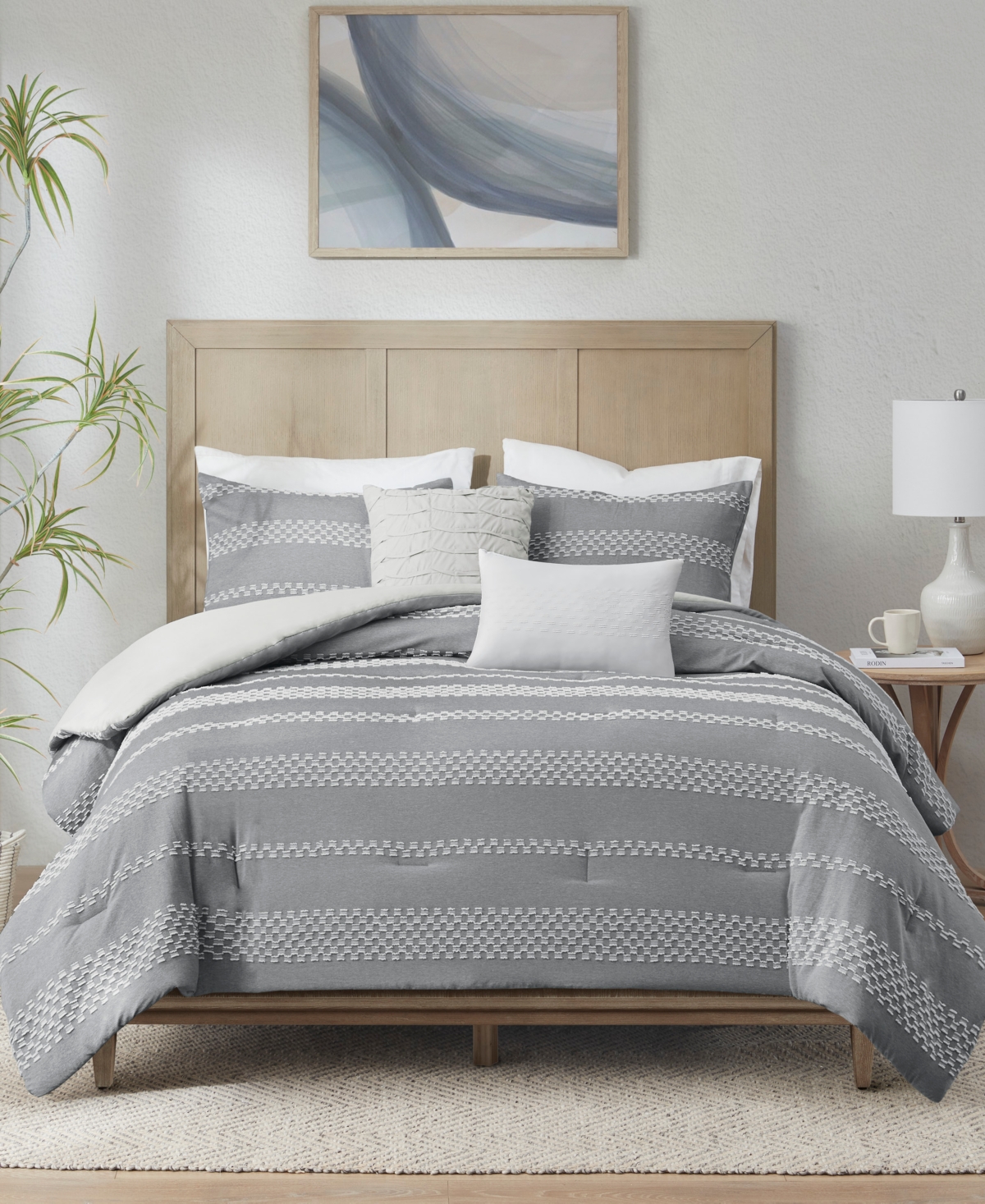 Madison Park Closeout!  Drew Clipped Jacquard 5-pc. Comforter Set, Full/queen In Gray