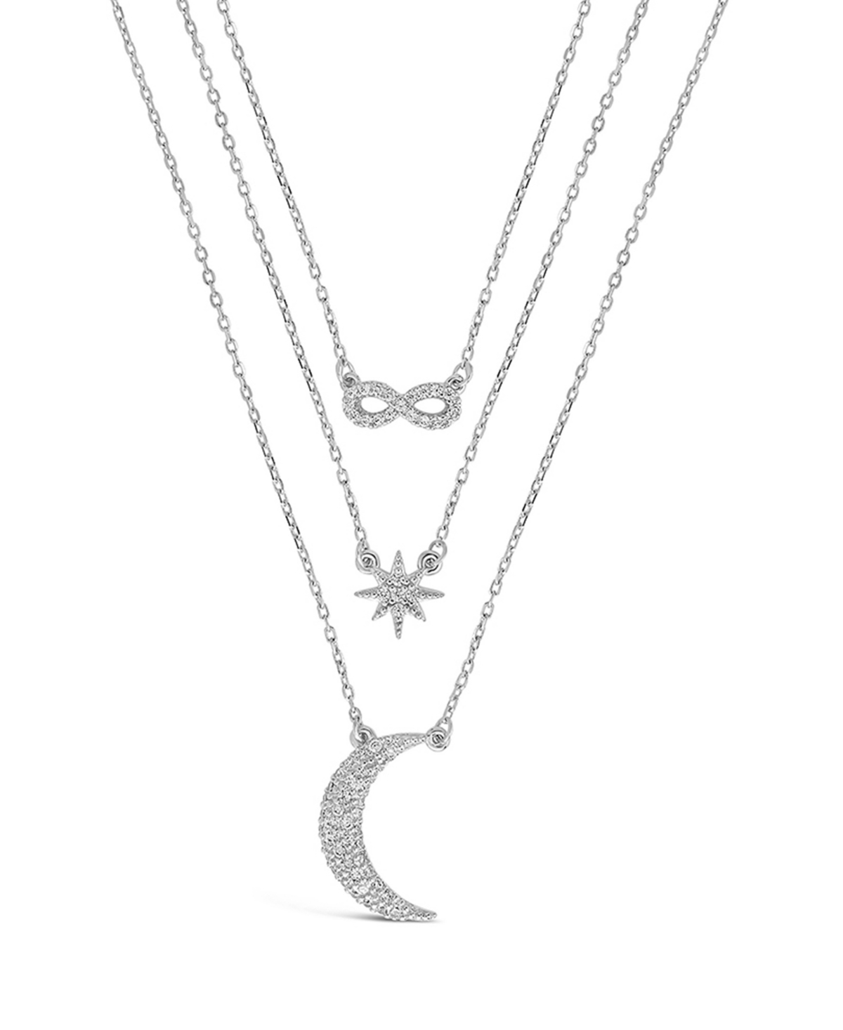 Sterling Forever Cubic Zirconia Snowflake Stud Earring And Layered Necklace Peace & Joy Gift Set In Silver