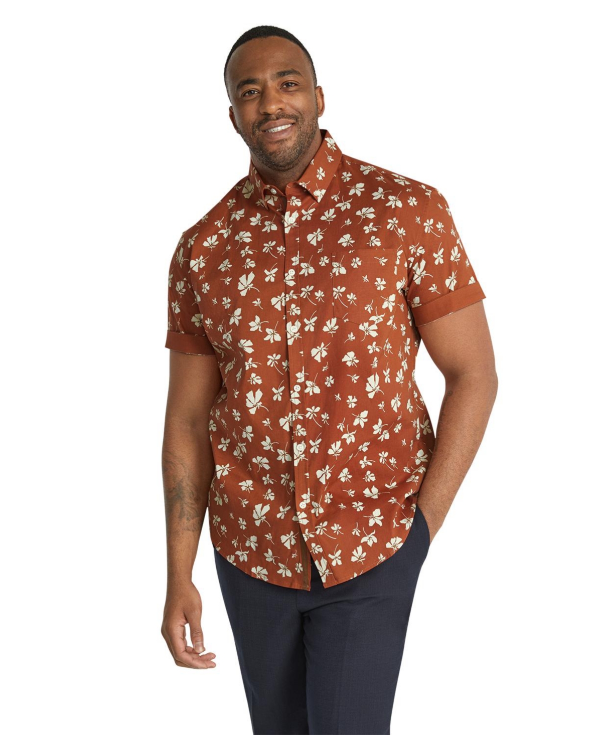 Men's Tyler Floral Stretch Shirt - Rust