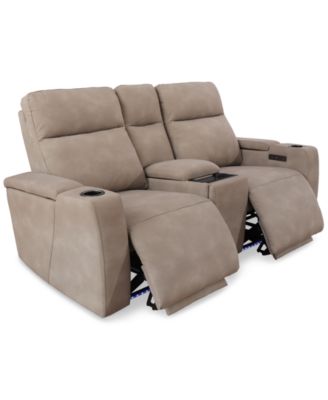 Greymel 74" Zero Gravity Fabric Loveseat with Console and Power Headrests, Created for Macy's